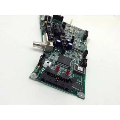 Zeiss 50410 oct3 optics head controller board with green circuit board black blue components red capacitors and silver connector