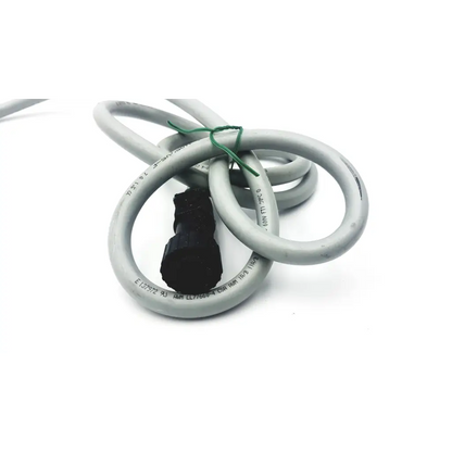 Gray coiled cable with black connector and green tie for zeiss hbo 100 mercury burner lamp fluorescence use