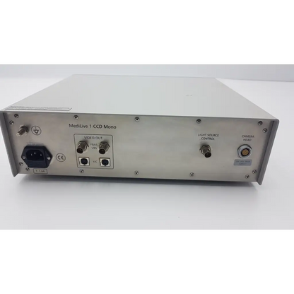 Silver metallic zeiss medilive camera control unit with labeled ports on the back for medilive camera connection