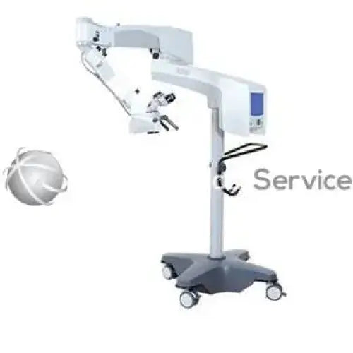 White zeiss opmi movena surgical microscope on mobile wheeled stand for precise medical procedures