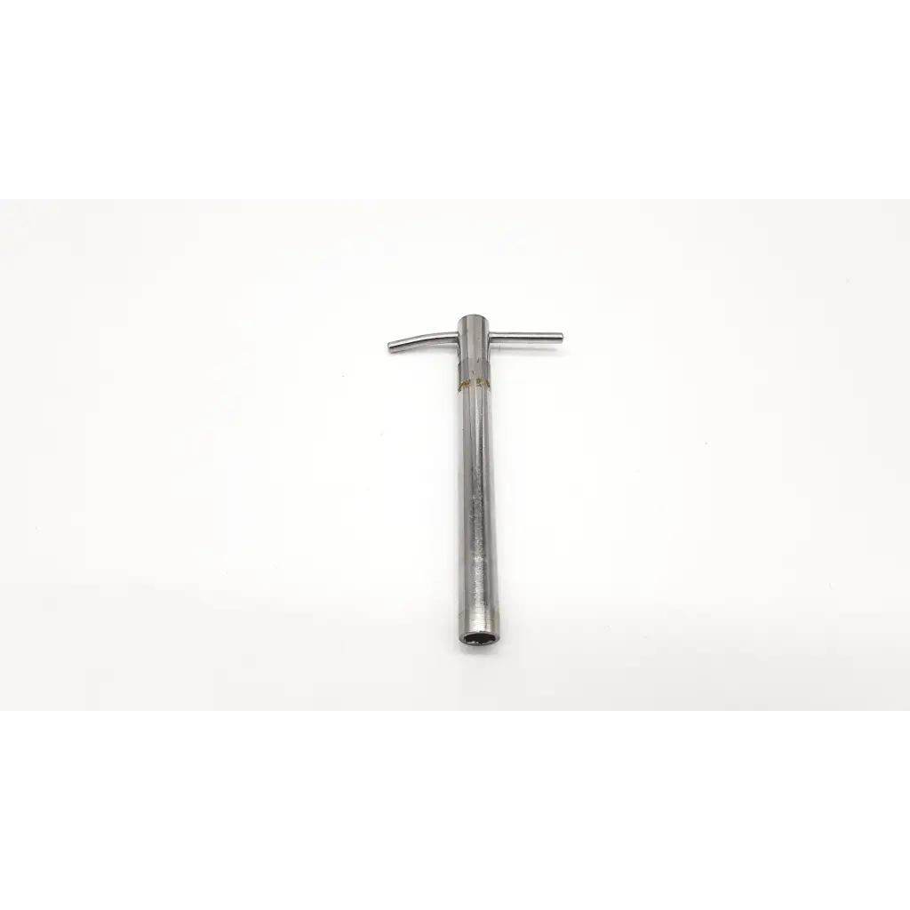 Zimmer 195-02 knowles pin wrench cannulated silver t-handle socket wrench with polished metallic finish and cylindrical shaft