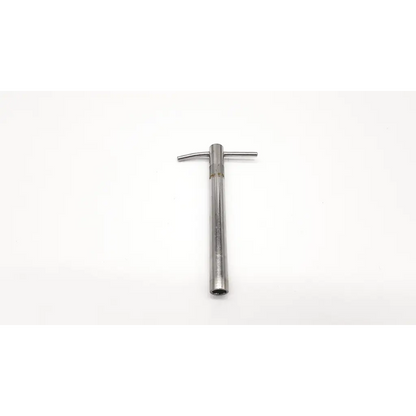 Zimmer 195-02 knowles pin wrench cannulated silver t-handle socket wrench with polished metallic finish and cylindrical shaft