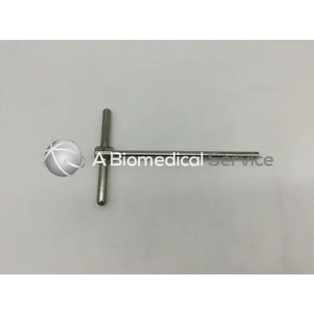 Silver-colored Zimmer 4033-27 pin retractor ad5-134 with long handle and perpendicular shafts for surgical use