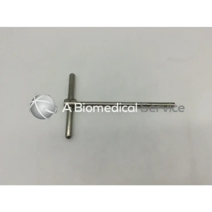 Silver-colored Zimmer 4033-27 pin retractor ad5-134 with long handle and perpendicular shafts for surgical use