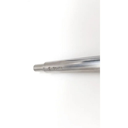 Silver metallic cylindrical Zimmer 471-03 orthopedic hollow shaft with da54-88 engraved markings for medical use