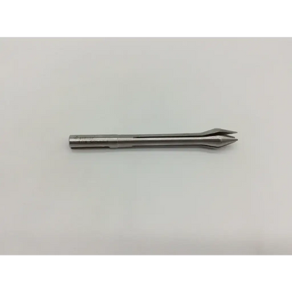 Silver surgical drill bit with dual-point tip and engraved handle markings for zimmer 819-02 collet ac4-156 121322sm