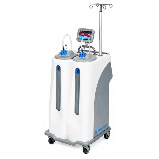 Zimmer biomet intellicart duo fluid waste management system with white gray body blue accents and dual fluid reservoirs