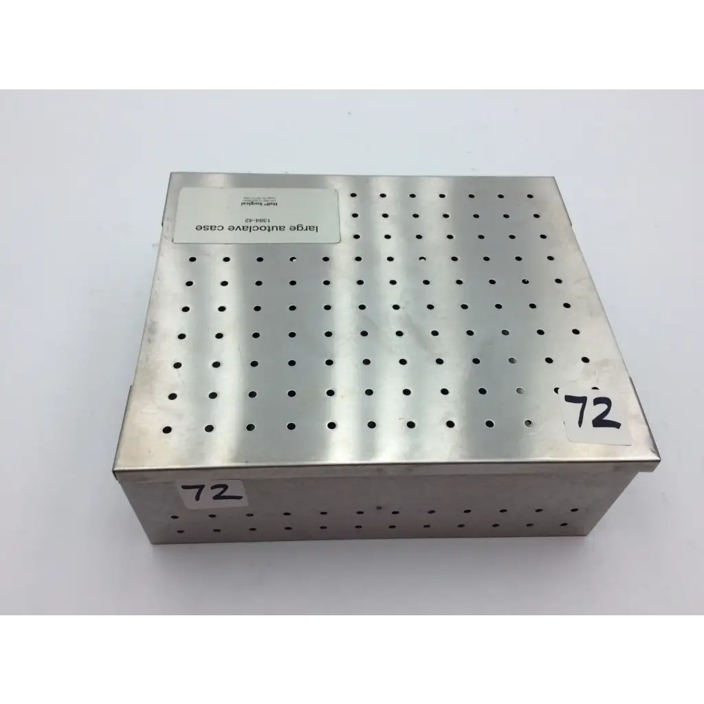 Zimmer Hall stainless steel rectangular autoclave case with perforated surface labeled large autoclave case aci-71