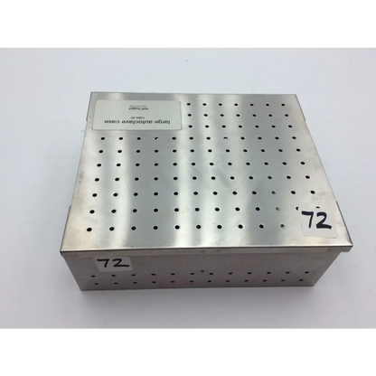 Zimmer Hall stainless steel rectangular autoclave case with perforated surface labeled large autoclave case aci-71
