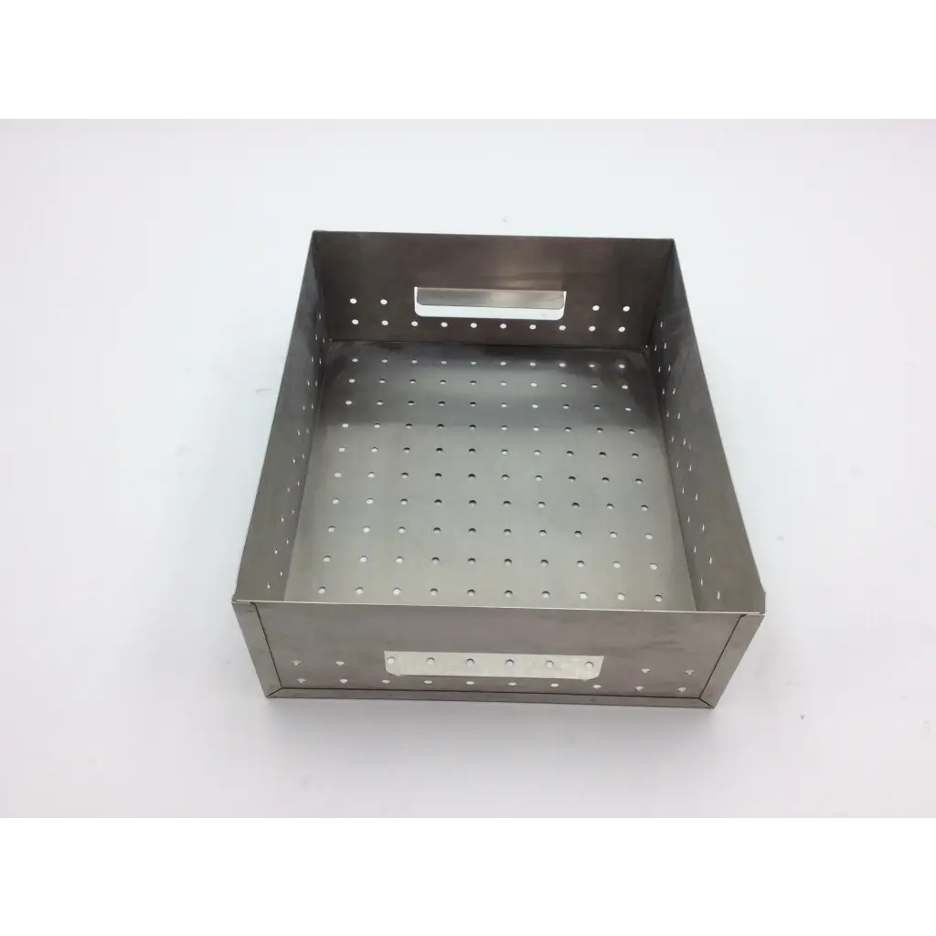 Rectangular stainless steel perforated tray with handles for zimmer hall autoclave case aci-71 model use