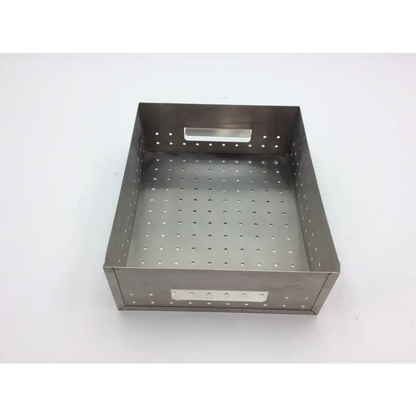 Rectangular stainless steel perforated tray with handles for zimmer hall autoclave case aci-71 model use