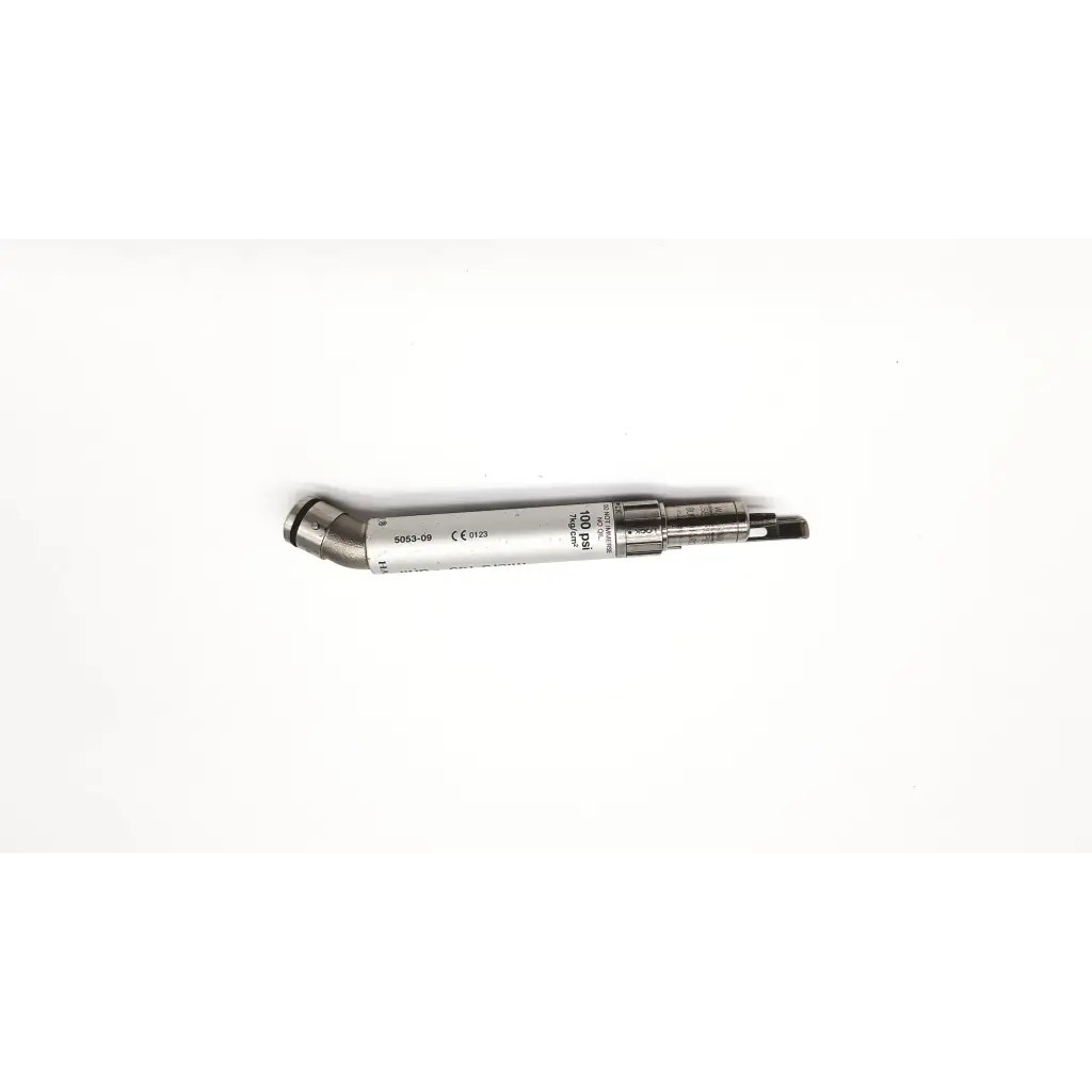 Silver metallic Zimmer Hall Micro 100 drill medical instrument with engraved markings for precise dental use