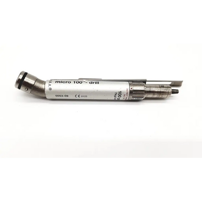Silver metallic zimmer hall micro 100 drill medical instrument with cylindrical body and adjustable chuck mechanism