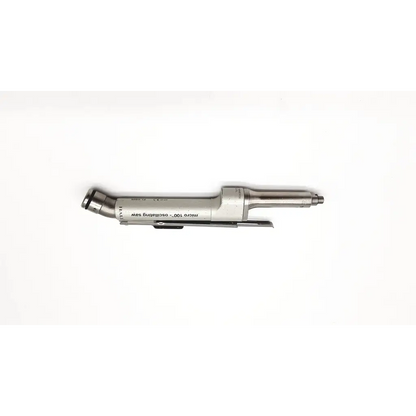 Silver metallic zimmer hall micro 100 oscillating saw dental handpiece with engraved text and black clip attachment
