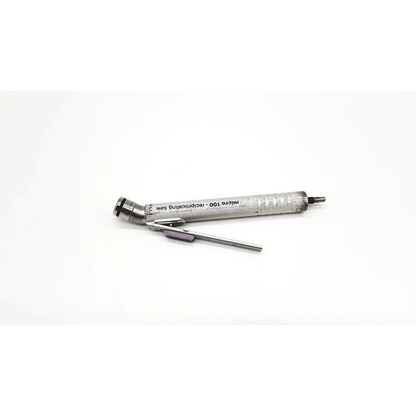 Silver metallic dental reciprocating saw with textured grip and engraved markings zimmer hall micro da26-23