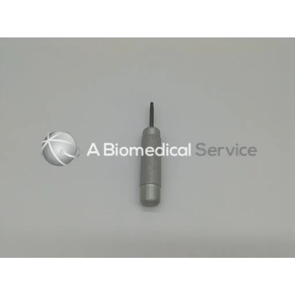 Silver-colored textured metal medical tool with slender black-tipped shaft in zimmer linvatec hall surgairtome two set