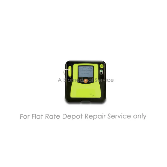 Bright lime green and black zoll aed pro automated external defibrillator with digital screen and orange button repair service