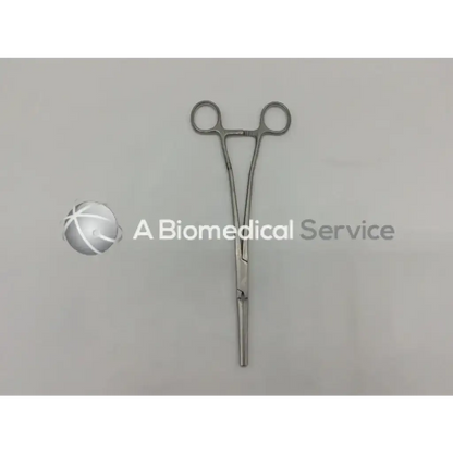 Stainless steel surgical clamp zsi z16075gy straight with rounded handles and pointed tapered tip in gray color