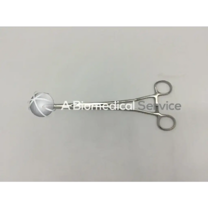 Silver surgical clamp zsi z16075gy straight with spherical textured head and smooth metallic handles for precise grip