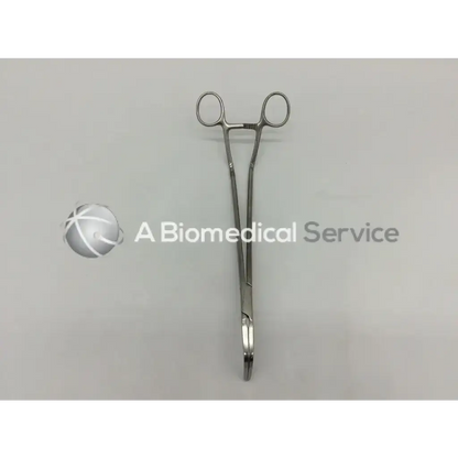 Stainless steel surgical clamp angled offset handle with rounded handles and curved tapered tip zsi z16178gyl-z clamp angled offset