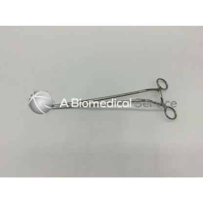 Silver surgical clamp angled offset forceps with rounded textured tip and curved handles zsi z16178gyl-z clamp angled offset handle