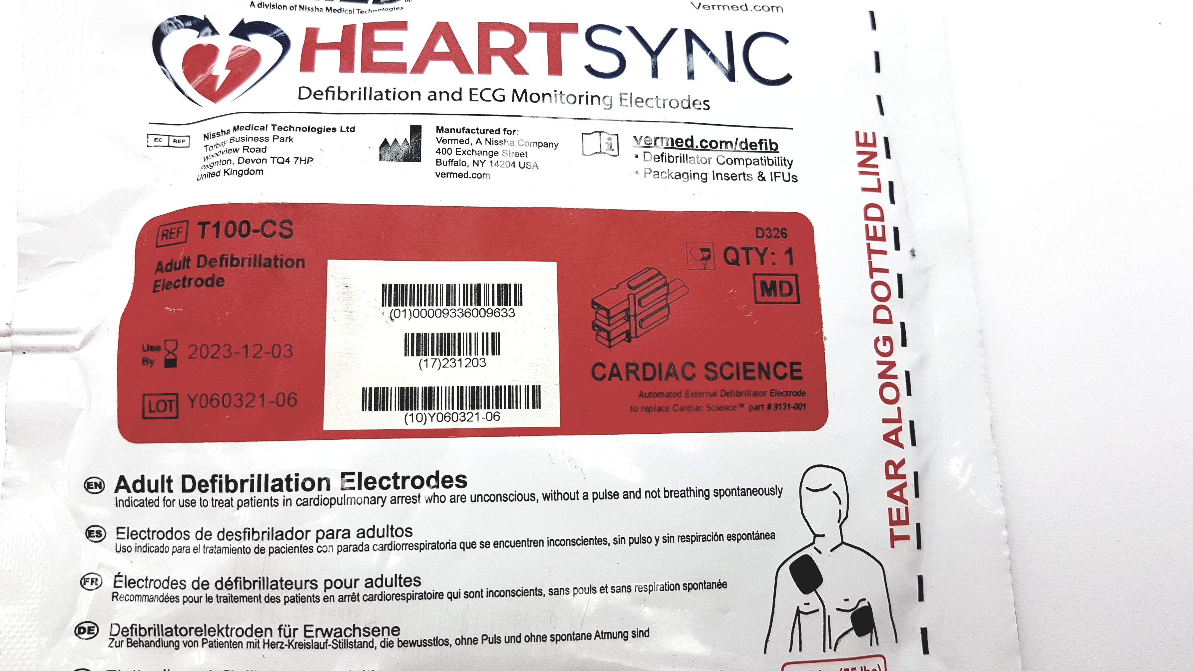 Load image into Gallery viewer, A Biomedical Service Vermed HeartSync T100-CS Adult Defibrillation and ECG Monitoring Electrodes 30.00