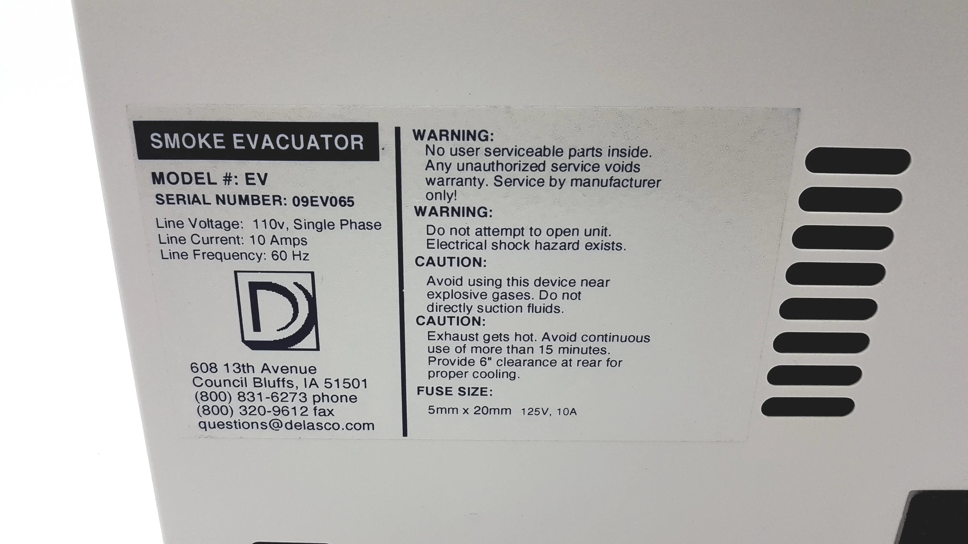 Load image into Gallery viewer, A Biomedical Service Delasco Model EV Smoke Evacuator  09EV065 