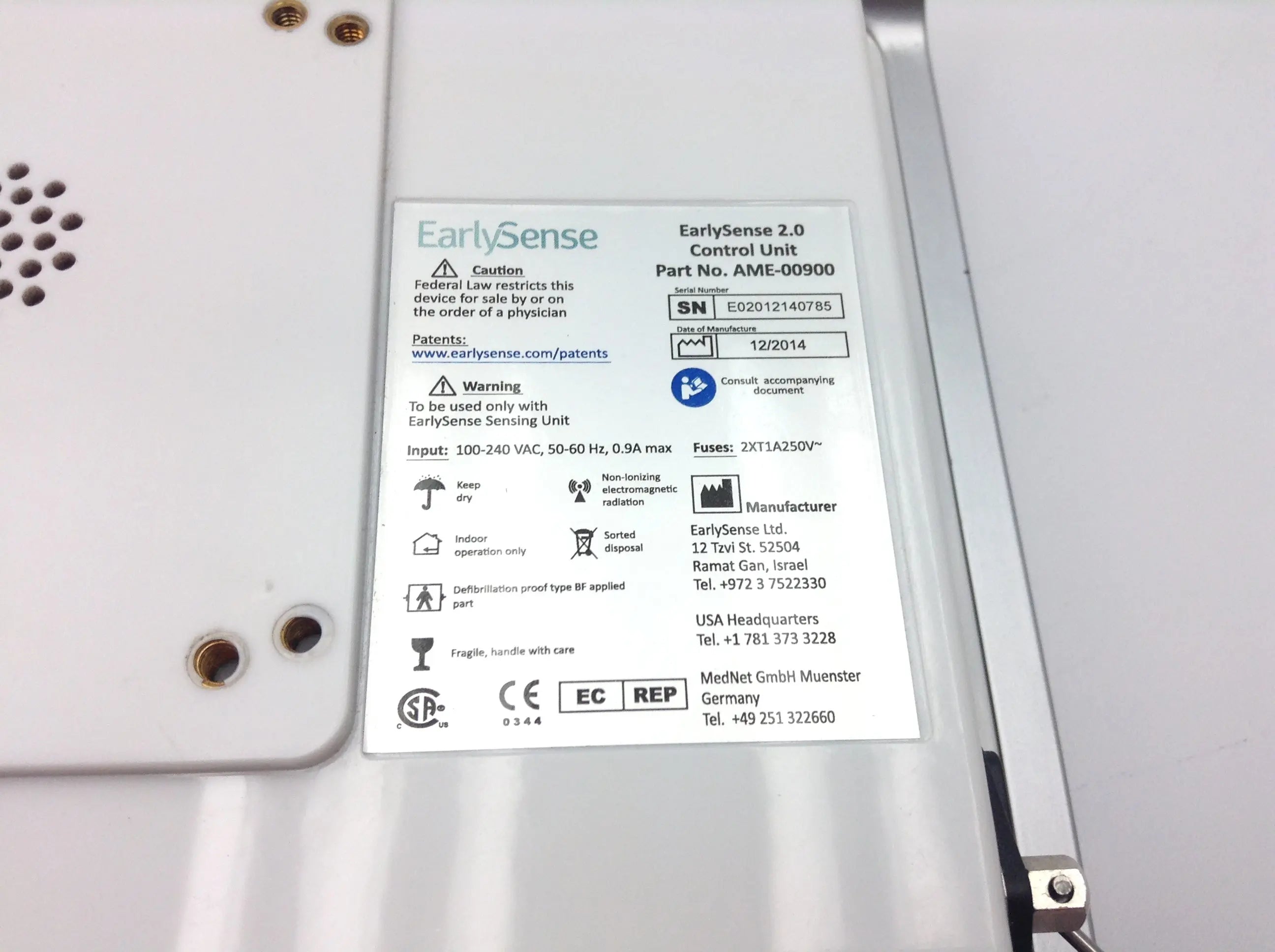 Load image into Gallery viewer, A Biomedical Service Earlysense 2.0 Ame-00900 Wireless Patient Bed Monitor Control Unit 