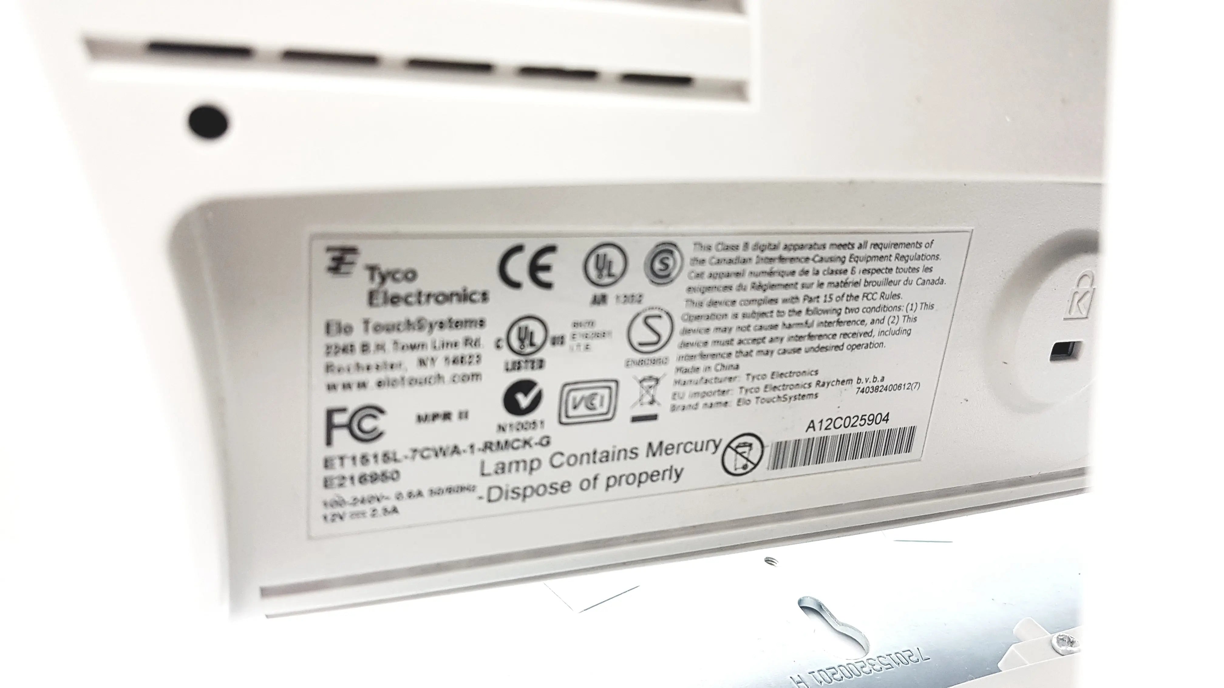 Load image into Gallery viewer, A Biomedical Service Tyco ELO Touch Screen Monitor ET1515L-7CWA-1-RMCK-G Resistive Touch Screen 