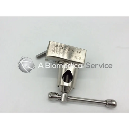 Stainless steel silver guhl table clamp with rectangular head threaded hole and t-shaped handle for arthroscopic use
