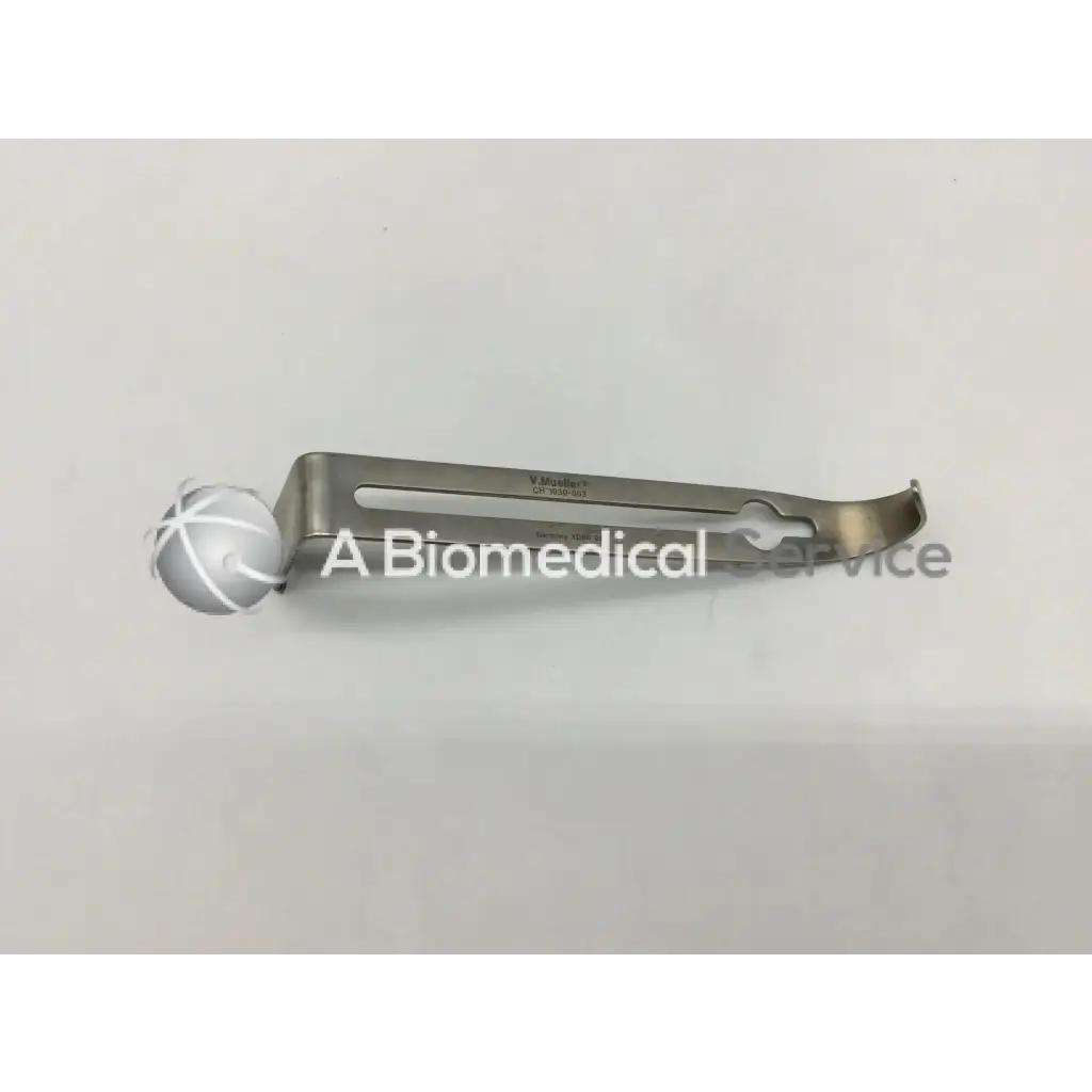 Silver acufex smith & nephew arthroscopic guhl table clamp with curved handle and spherical end cap for orthopedics