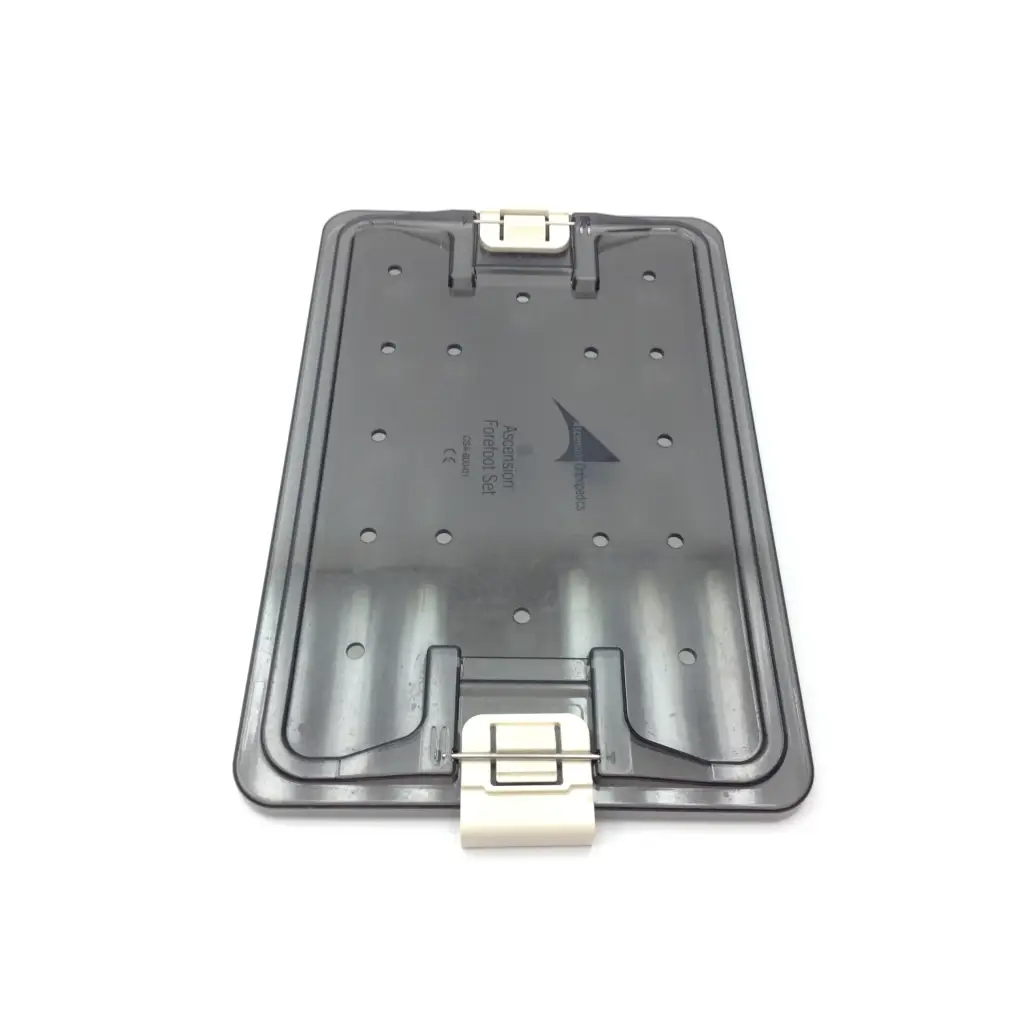 Gray plastic filter tray with white latches and shark logo for ascension forefoot set csa-800-01 forefoot set