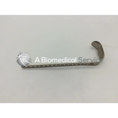 Stainless steel depuy 224510014 surgical retractor small with curved end and evenly spaced notches for precision use