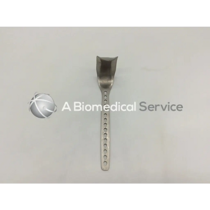Stainless steel surgical retractor depuy 224510015 with curved u-shaped head and perforated handle for precise use