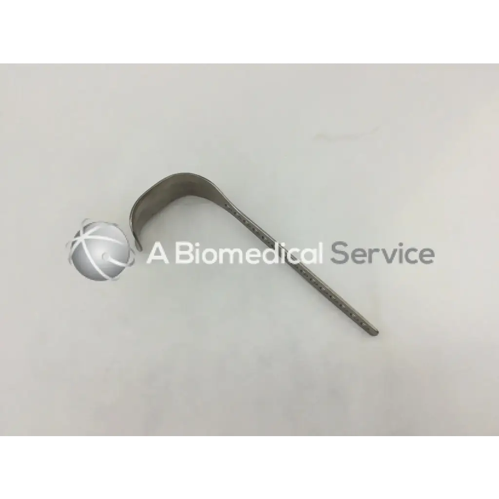 Depuy 224510015 silver metal surgical retractor with curved u-shaped design and textured grip for surgical use ad5-98