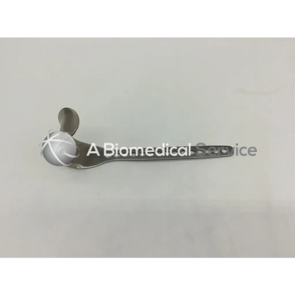 Depuy 224510015 surgical retractor silver metallic with spherical head engraved cross pattern and slender handle
