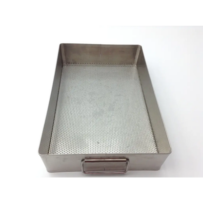 Rectangular stainless tray with solid metal frame and handle by dittmar stainless tray for versatile use