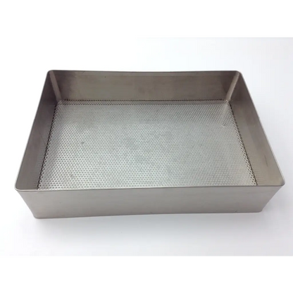 Rectangular dittmar stainless tray with perforated bottom made of stainless steel for even baking and roasting