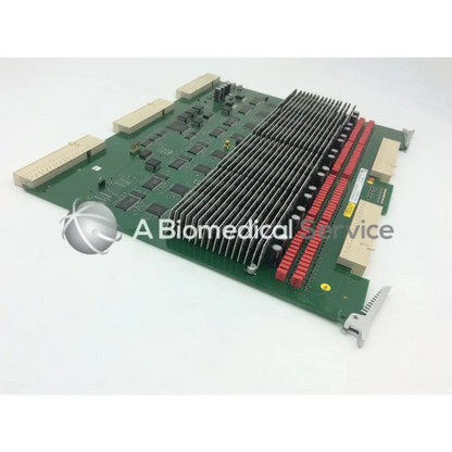 Green circuit board of ge vivid 7 tx128 transmitter board fc200022-01 with black red components beige connectors and silver heat sink