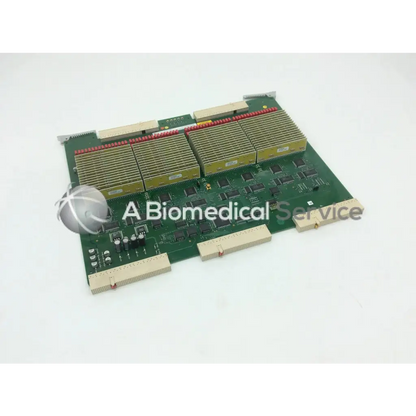 Green circuit board of ge vivid 7 tx128 transmitter board fc200022-01 with three gold heat sinks and beige connectors