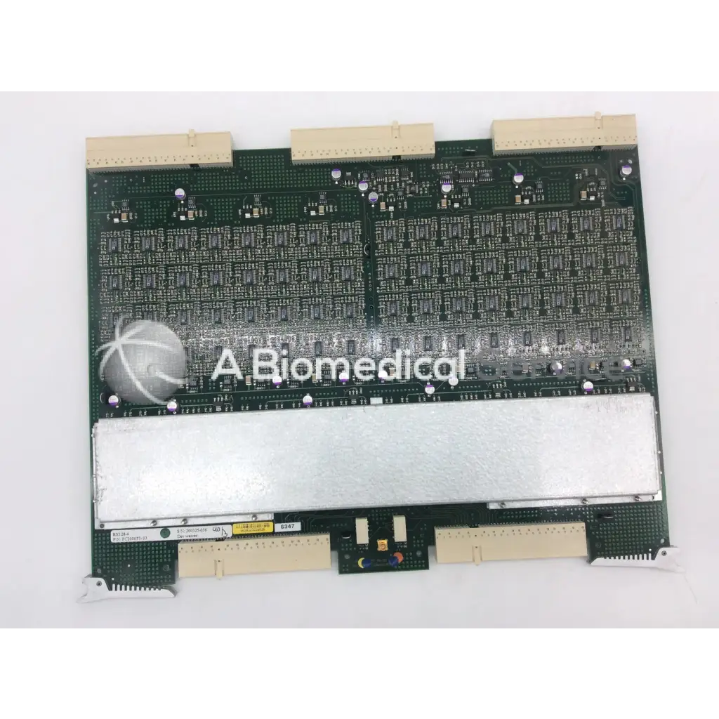 Green circuit board with beige connectors and silver metallic component for GE Vivid 9 Dimension Ultrasound FC200057-05 Rev board