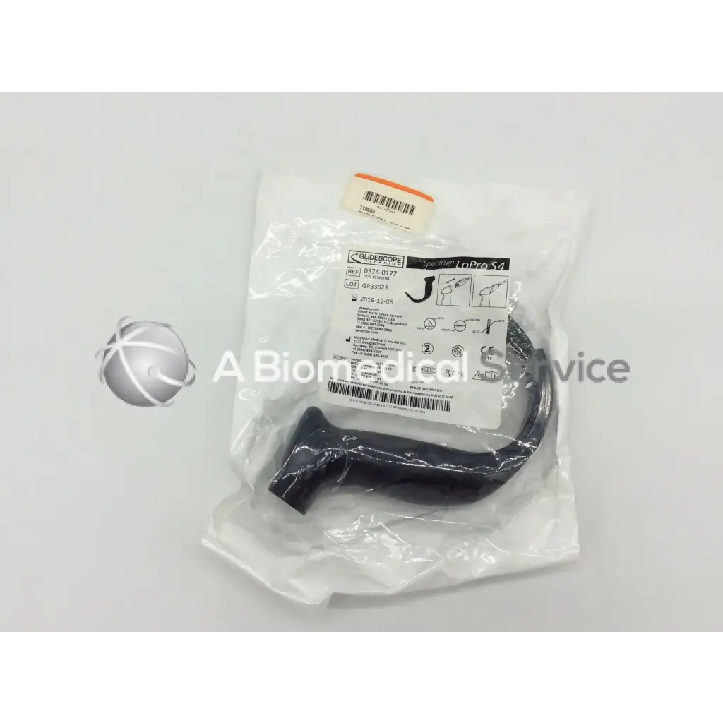 Black plastic curved endotracheal tube in clear packaging for glidescope spectrum lopro s4 laryngoscope use