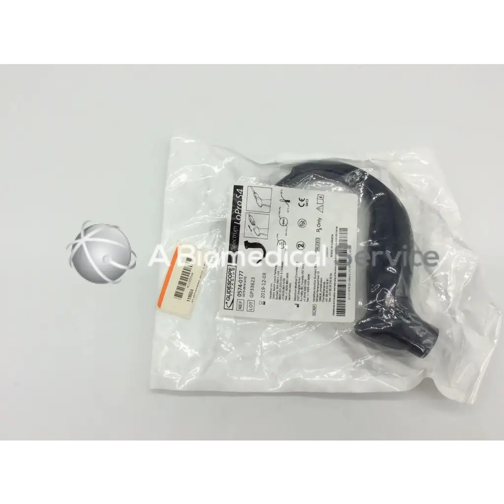 Black rubberized medical airway tube in clear packaging with white label for glidescope spectrum lopro s4 laryngoscope