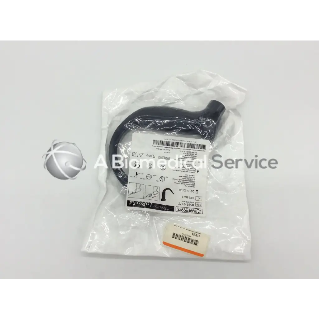 Black rubberized curved laryngoscope with labeled packaging for glideScope Spectrum LoPro S4 medical device