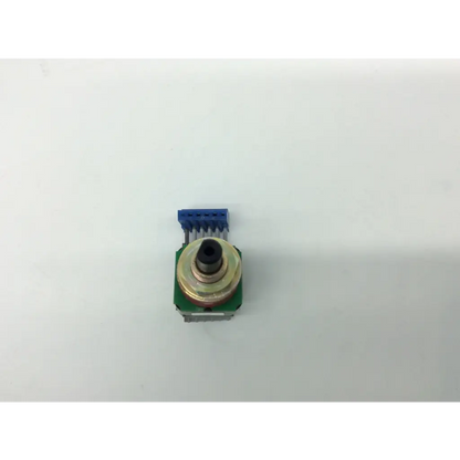 Green circuit board featuring a gold potentiometer and blue connector for grayhill 61b15-01-02-020 rotary switch