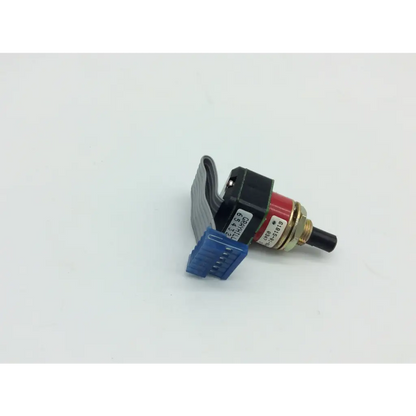 Black and red industrial rotary switch with blue connector and metallic stem grayhill 61b15-01-02-020 rotary switch
