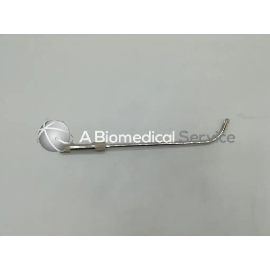 Silver-colored Greenwald U501-24 urethral guide 24fr with spherical head engraved cross pattern and curved metallic shaft