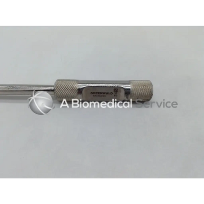Silver stainless steel greenwald urethral guide 24fr with textured grip ends and engraved branding