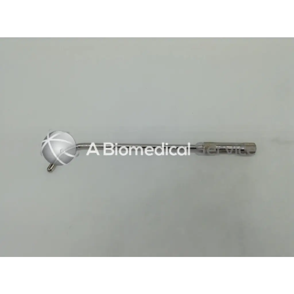 Silver-colored metal urethral guide 24fr with spherical head and rectangular connector for precise medical use