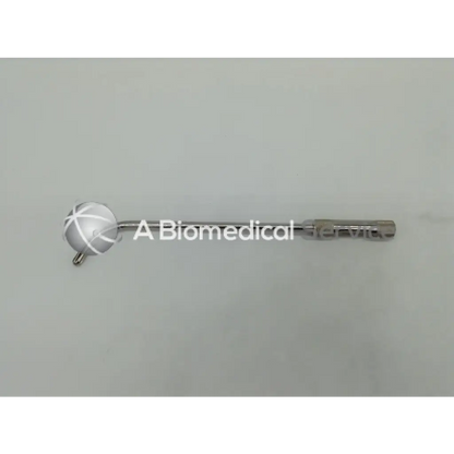 Silver-colored metal urethral guide 24fr with spherical head and rectangular connector for precise medical use